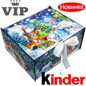 Сладкий подарок на Новый Год в картонной упаковке весом 1200 грамм по цене 2223 руб в Змеиногорске