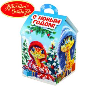 Сладкий подарок на Новый Год в картонной упаковке весом 600 грамм по цене 654 руб в Змеиногорске