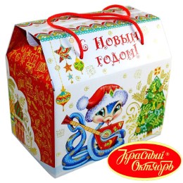 Детский новогодний подарок в картонной упаковке весом 950 грамм по цене 1108 руб в Змеиногорске